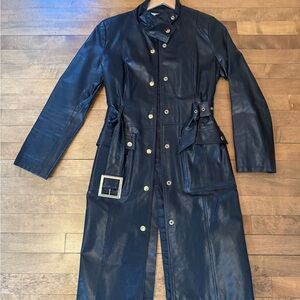 Japan Rare Vintage Chic Black Leather Trench Coat (2000’s)